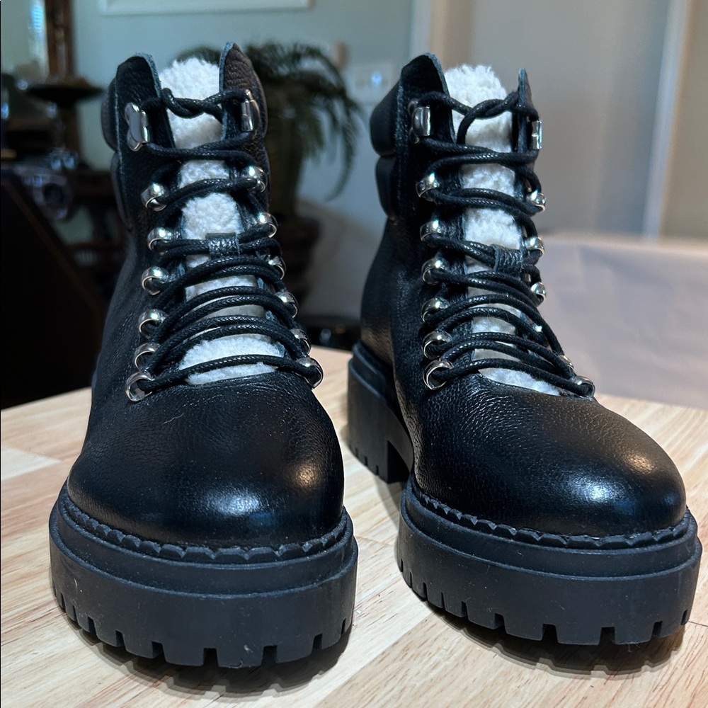 Marc Fisher Black Leather Combat Boots